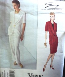 1329 Vogue GENNY 1 BUTTON LONGER SS JACKET,SKIRT,PANTS PATTERN 12-16 uncut